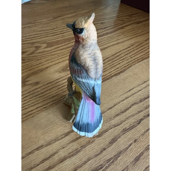 Lefton Ceramic Bird Figurine Waxwing On Branch Home Office Decor Bird Lovers - Picture 2 of 10
